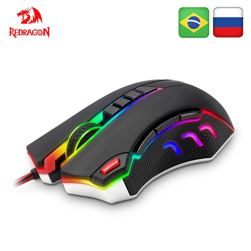 Redragon TITANOBOA2 M802 USB Проводная игровая компьютерная мышь 24000 dpi 10 кнопок 5 цветов с подсветкой RGB Программируемый Эргономичный PC Gamer
