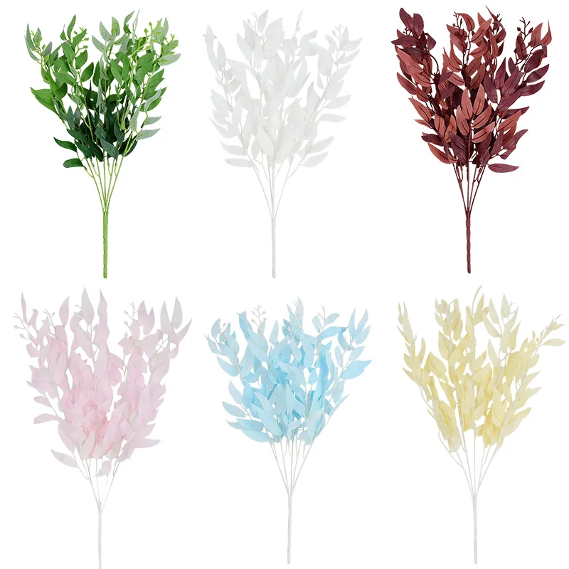 

New Artificial Plants Willow Leaves Branches Fake Flower Plant Wedding Shooting Prop Home Decoration Scrapbooking Accessories