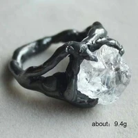 fashion black silver color huge clear irregular stone rings for womenmen hip hop punk jewelry best gifts for party gifts