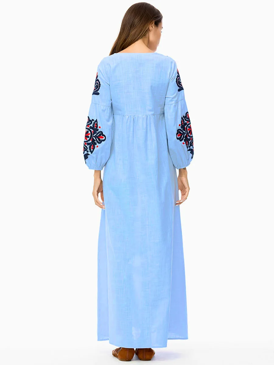 BNSQ женские мусульманские Длинные платья плюс размер халат вышивка abaya открытый Дубай Парер Рамадан Повседневный кафтан длинное платье