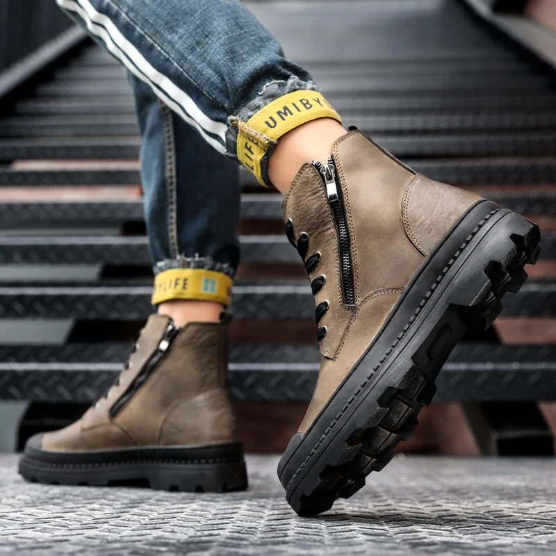 

Mens Boots Casual Men Leather Casual Shoes Mens Loafers Male Shoe Causal For Boots Outdoor Footwear Sneaker Men's Wear
