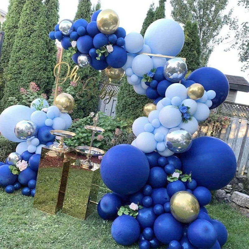 

Благородный темно-синий Макарон синие воздушные шары гирлянды Серебряный Золотой воздушный шар АРОКА для дня рождения ребенка праздник юб...