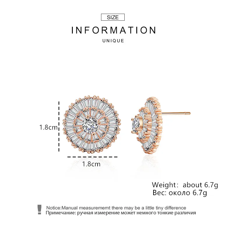 Классические романтические роскошные круглые серьги гвоздики RAKOL с белыми