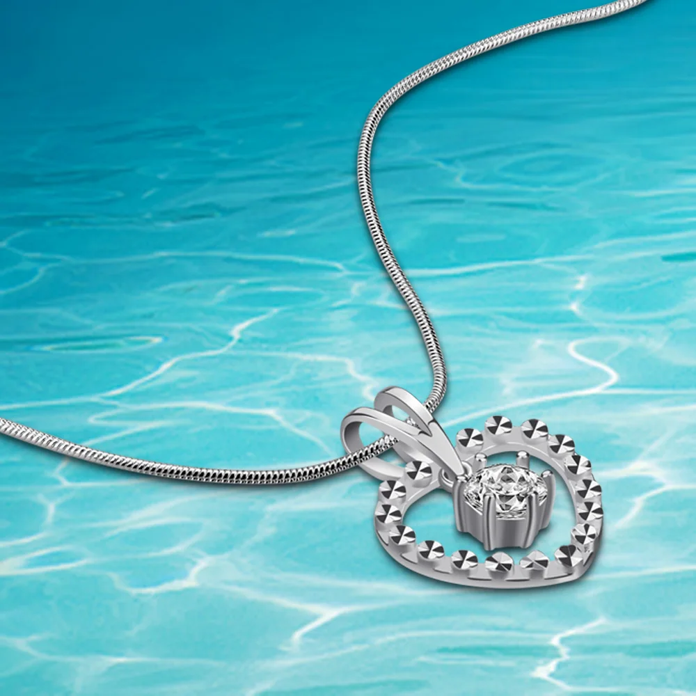 Женские Подвески в форме сердца колье из стерлингового серебра 925 пробы простая