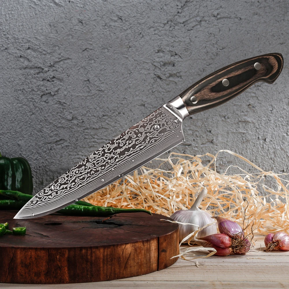 FANGZUO 5PCS Kitchen Knife Set Stainless Steel Blades Damascus Laser Chef Sets Santoku Utility Paring Cooking Tools | Дом и сад