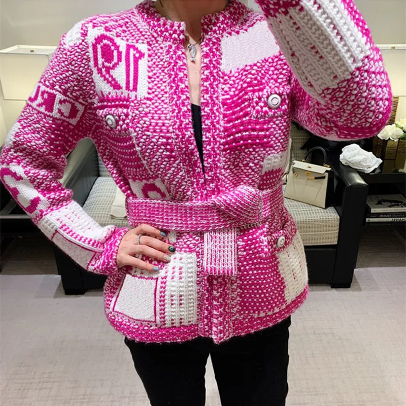 

Autumn Winter Knitted Cardigan Jacket Women Long Sleeve Oversized Cardigan Ladies Chic Luxury Designer Coat Outwear Tops Female