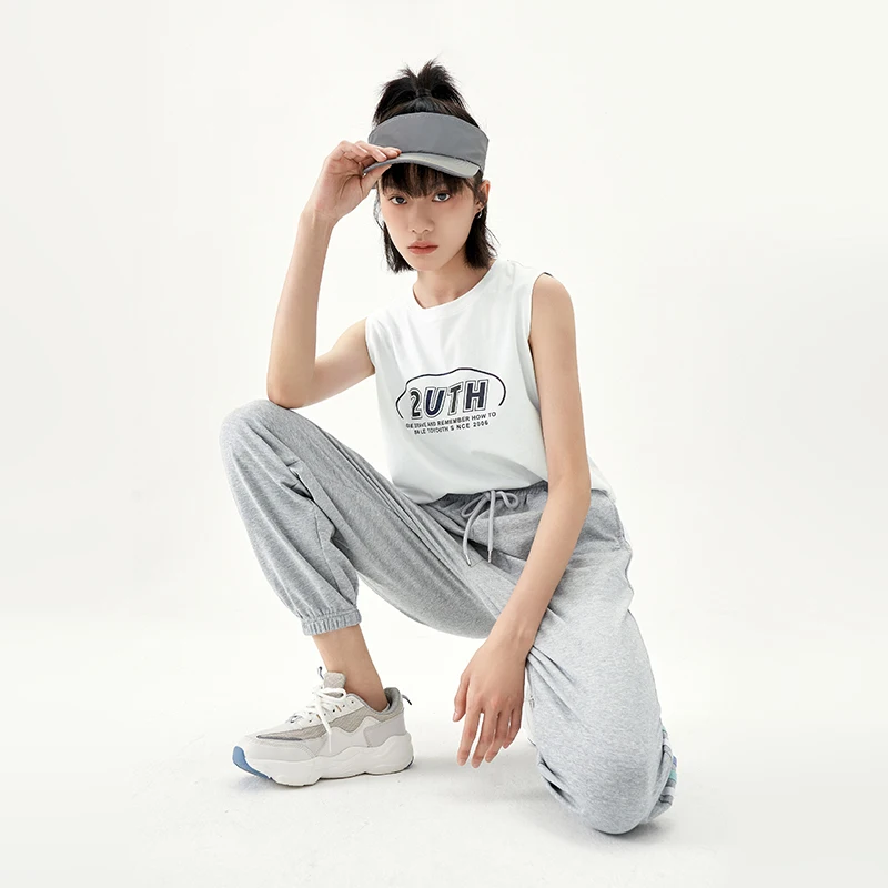 

Toyouth Women Vest 2021 Summer Sleeveless Letter Laser Sense Printed Loose Tops