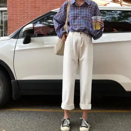 Джинсы деним новые шикарные однотонные простые с высокой талией Прямые на молнии