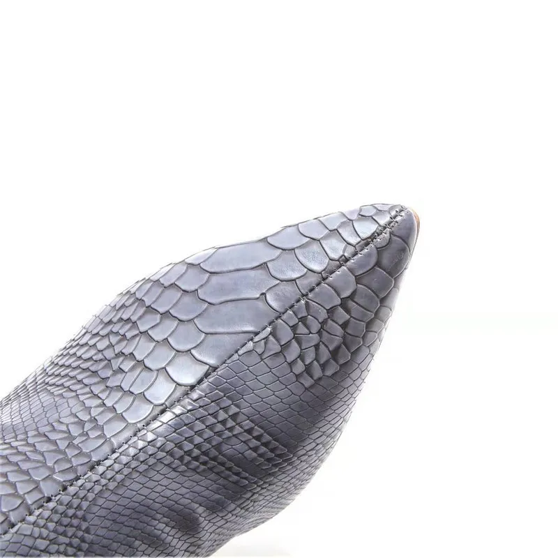Women Over The Knee High Boots Female Slip On Pointed Toe Long Winter Boots Snakeskin Print Sexy Long Boots