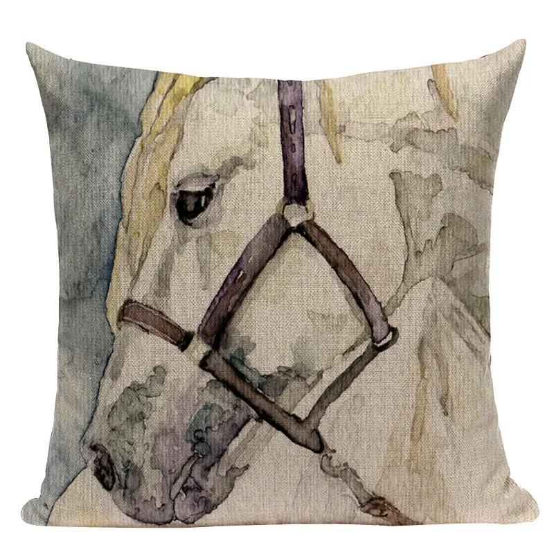 Чехол для подушки с изображением животных белой лошади кота совы Краб печать