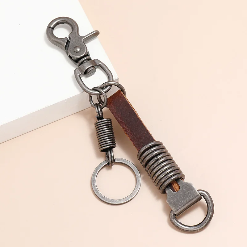 

Men's punk keychain simple personality cowhide key chain leather pants chain