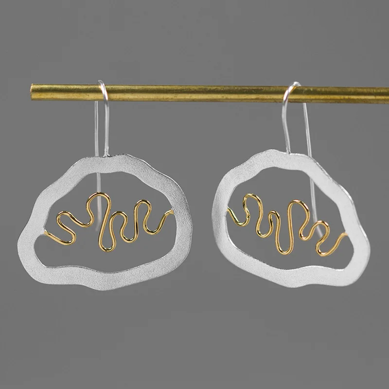 Женские серьги с подвеской в виде реки из серебра 925 пробы | Украшения и