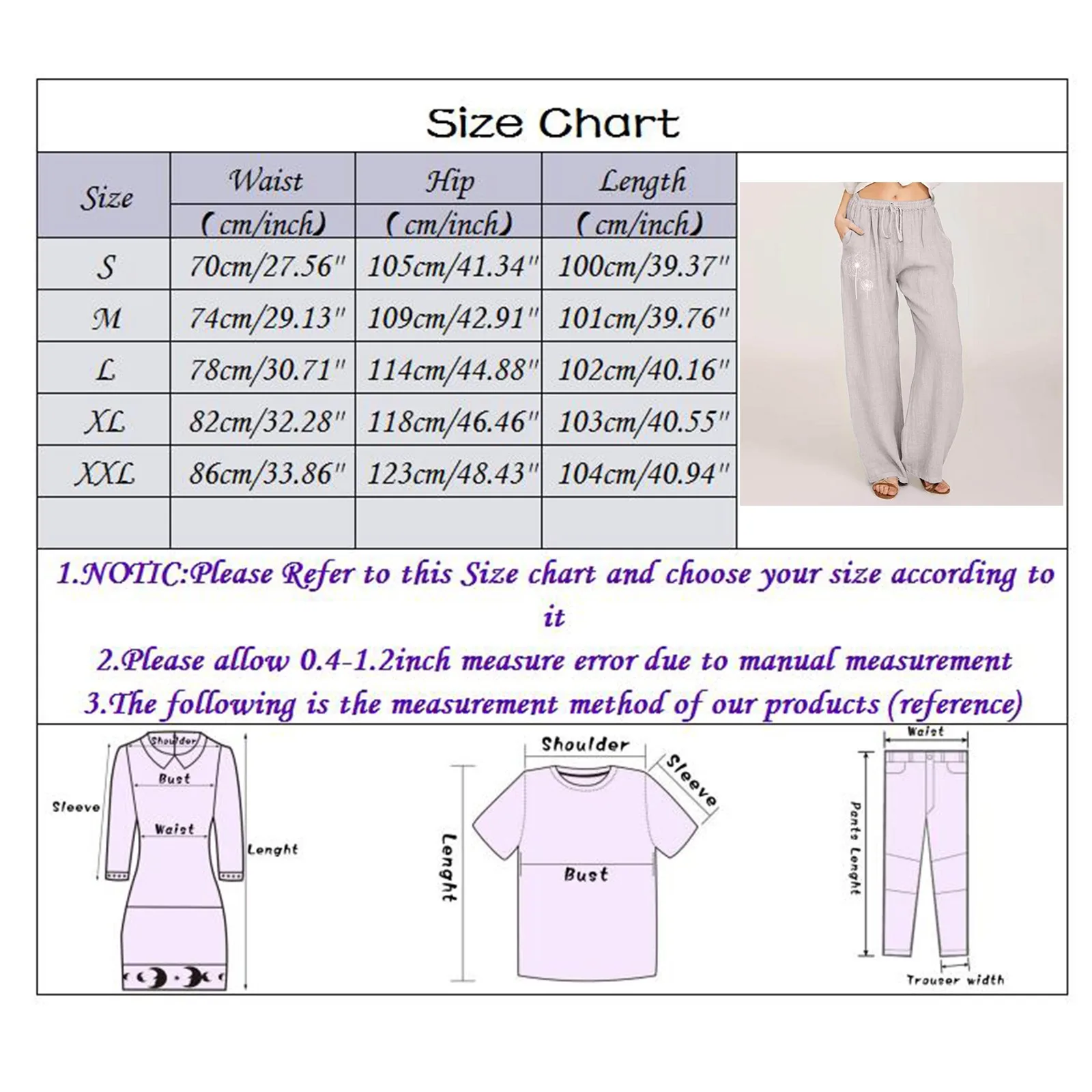 

Women's Cotton Linen Pants Elastic Waist Vintage Trousers Lady Loose Casual Pants Plus Size Retro Literary Cotton Trousers #T2G