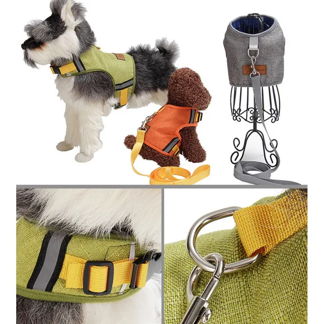 Dog Adjustable Harness For Puppy Dogs Collar Mesh Harness For Small Medium Dog Cat Pet Chest Strap Linen Vest Walking Leash