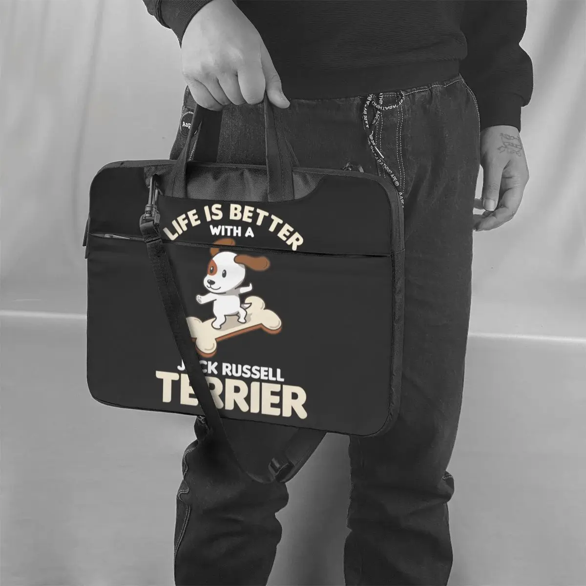 

Jack Russell Terrier Laptop Bag Case Cute Bicycle Computer Bag Clutch Shockproof Laptop Pouch