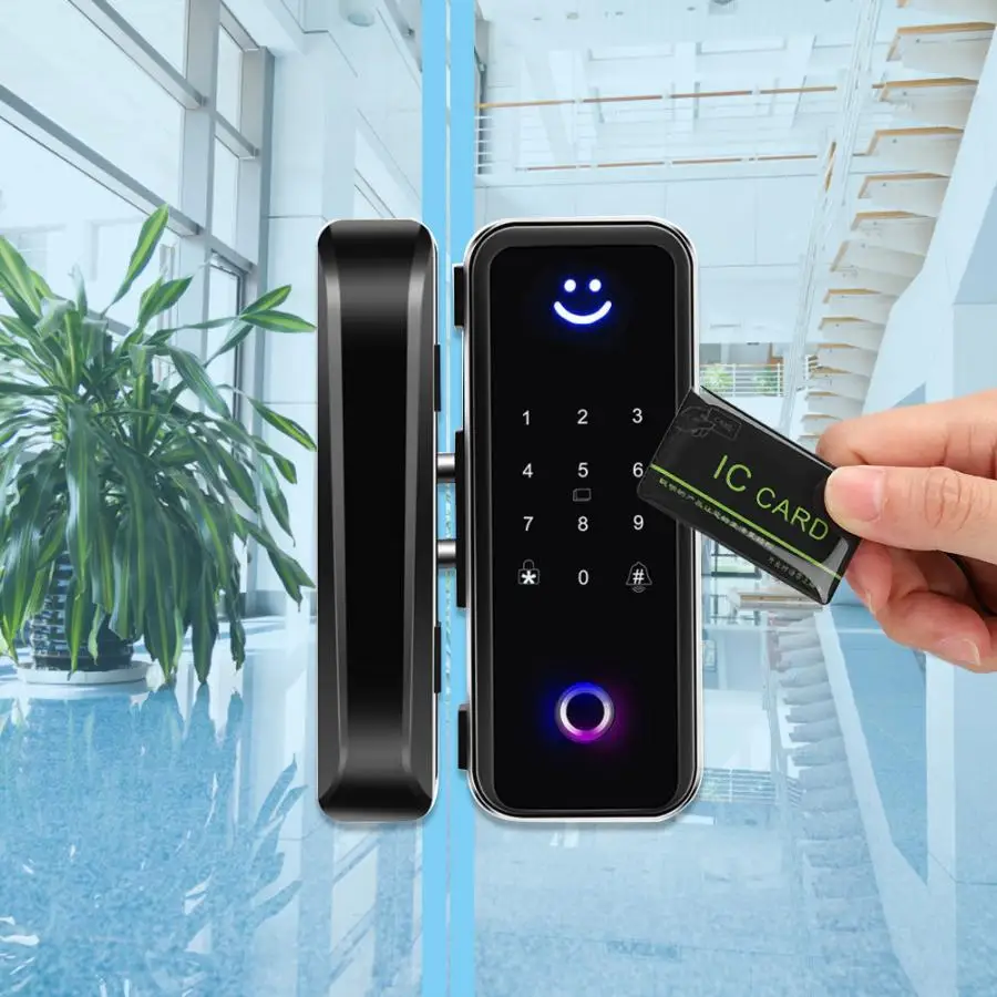 Умный Замок со стеклянной дверью сканером отпечатков пальцев IC-картой Bluetooth