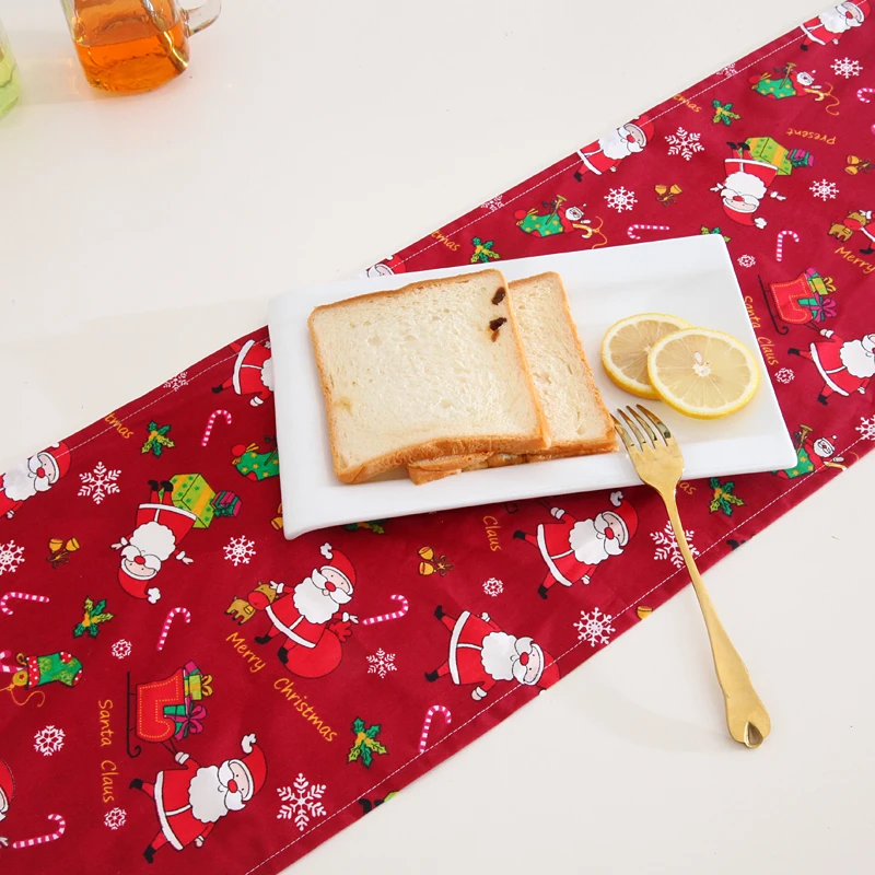 

High Quality Christmas Table Runner Green Red Table Mats Cotton Christmas Decoration 2022 For Home Xmas Ornaments Happy New Year