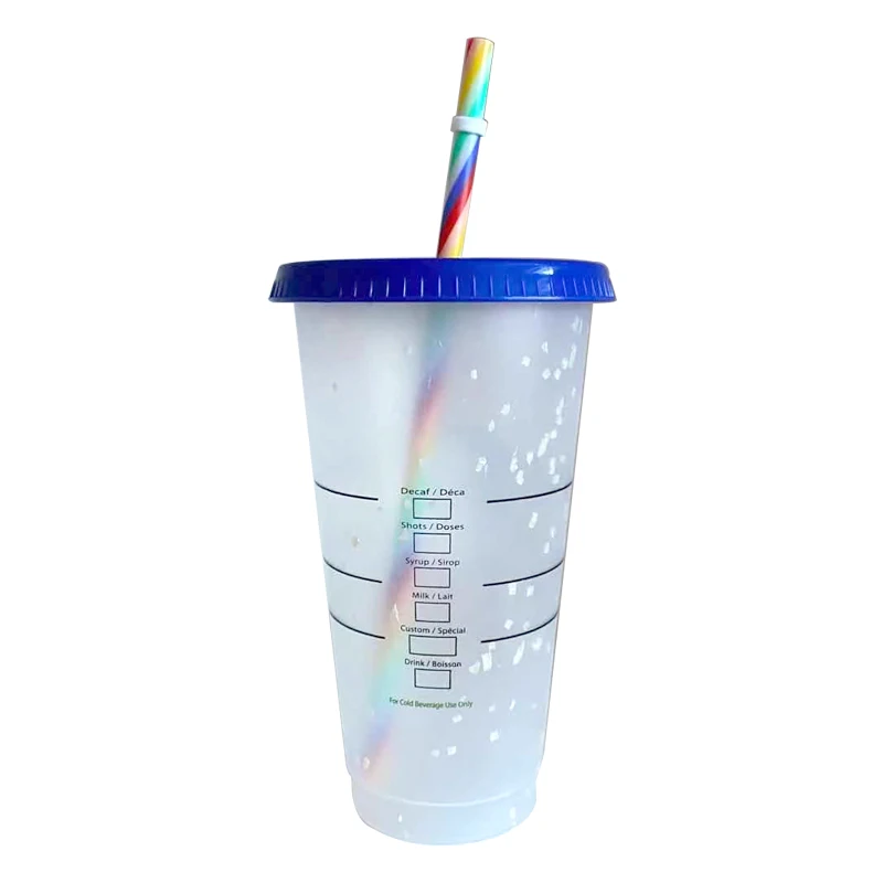 

Reusable Color Changing Cold Confetti Cups Plastic Tumbler With Lid Plastic Cup 24 Oz Cold Water Discoloration Tumbler With Logo