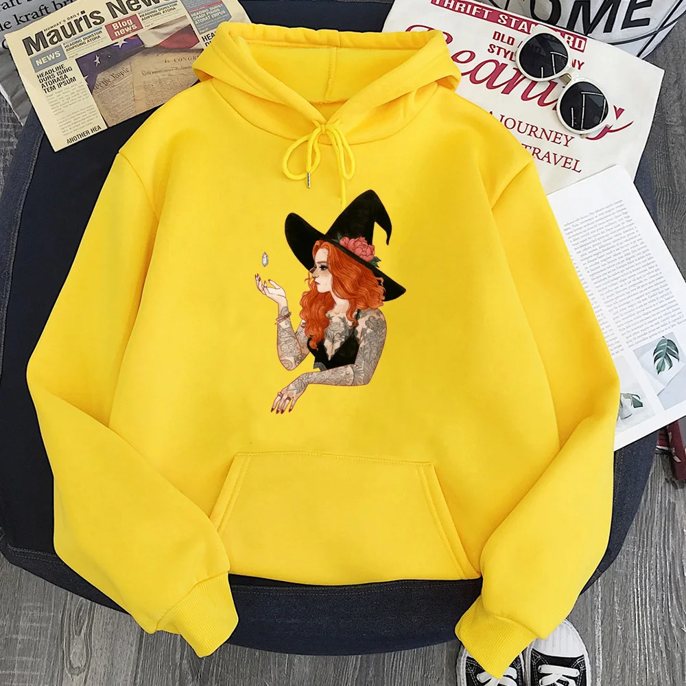 

Женский свитшот с принтом ведьмы, красный свитшот с длинным рукавом, одежда в готическом стиле, осенняя мода 2021, худи в готическом стиле XL