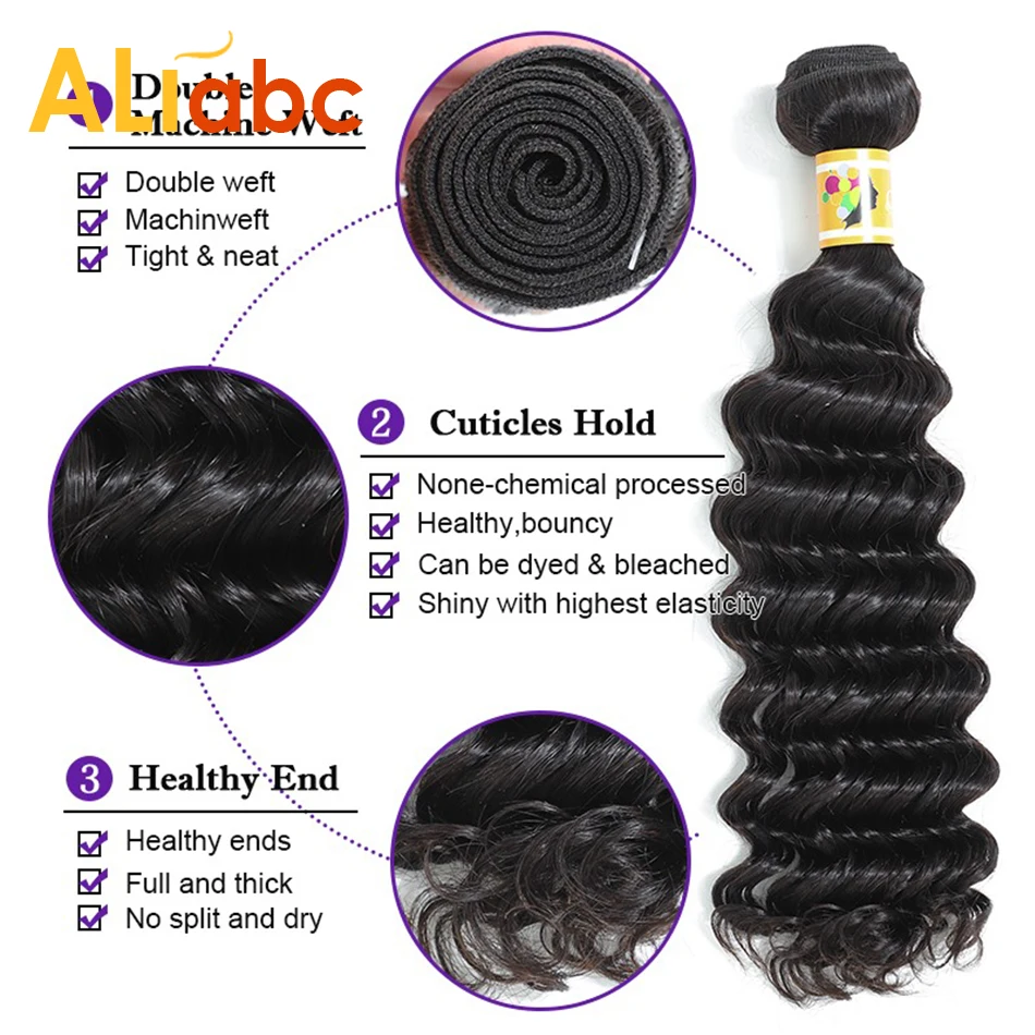 Aliabc Brazilian Deep Wave Hair Weave Bundles Human Natural Color Remy 8-28 inch Extensions Free Shipping | Шиньоны и парики