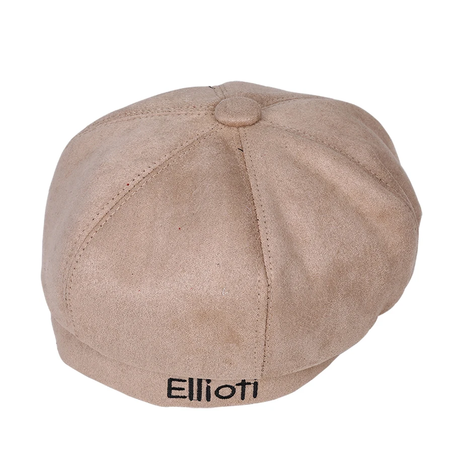 WELROG полиэстер замшевые шляпы Корейская версия замши Твердые тыквы шапки простые женские очаровательные береты дикие Восьмиугольные шляпы - Цвет: Хаки