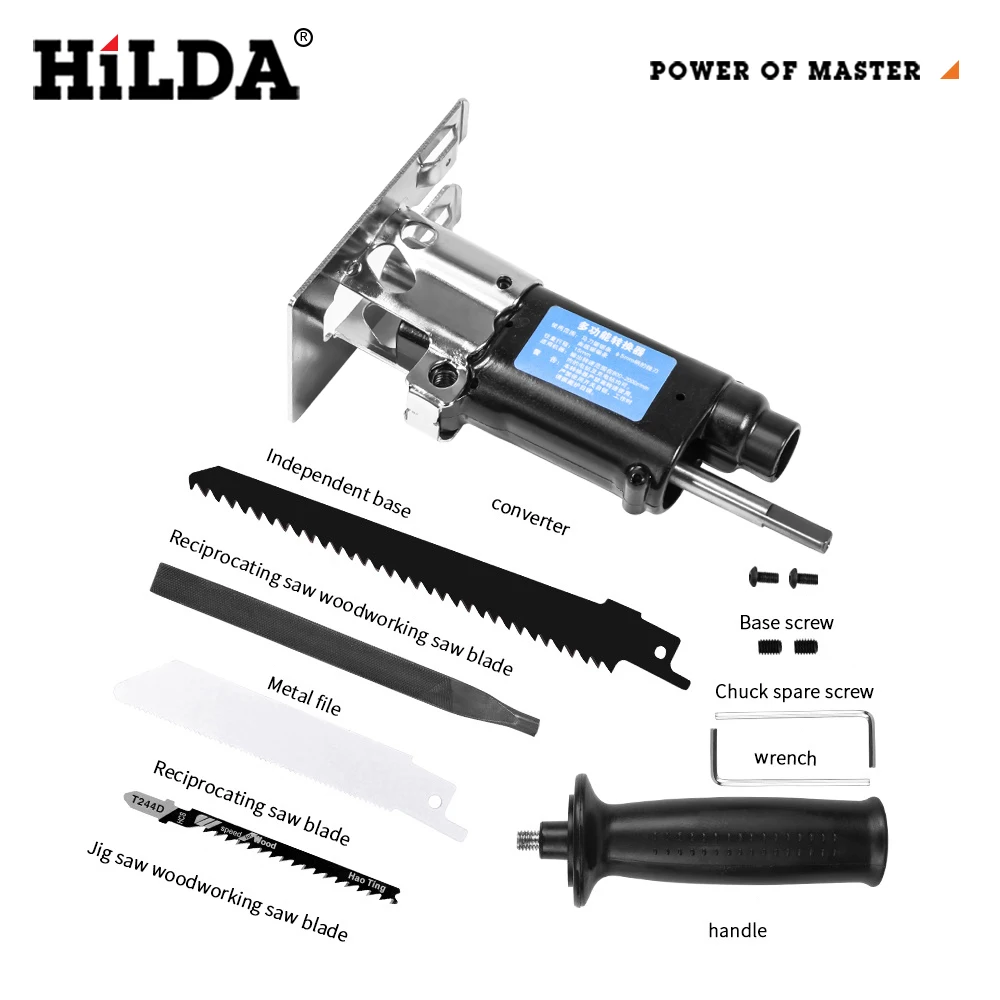 Hilda-Sierra eléctrica de vaivén para corte de metal, herramienta de vaivén para corte de metal y de madera, accesorio de taladro eléctrico con cuchillas