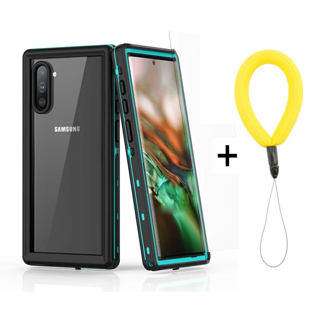 Blue A with Strap IP68 Note10+ Водонепроницаемый чехол для samsung Note 10 чехол samsung Galaxy Note 10 Plus водонепроницаемая крышка 360 Защита Note10 5G - Цвет: Blue A with Strap
