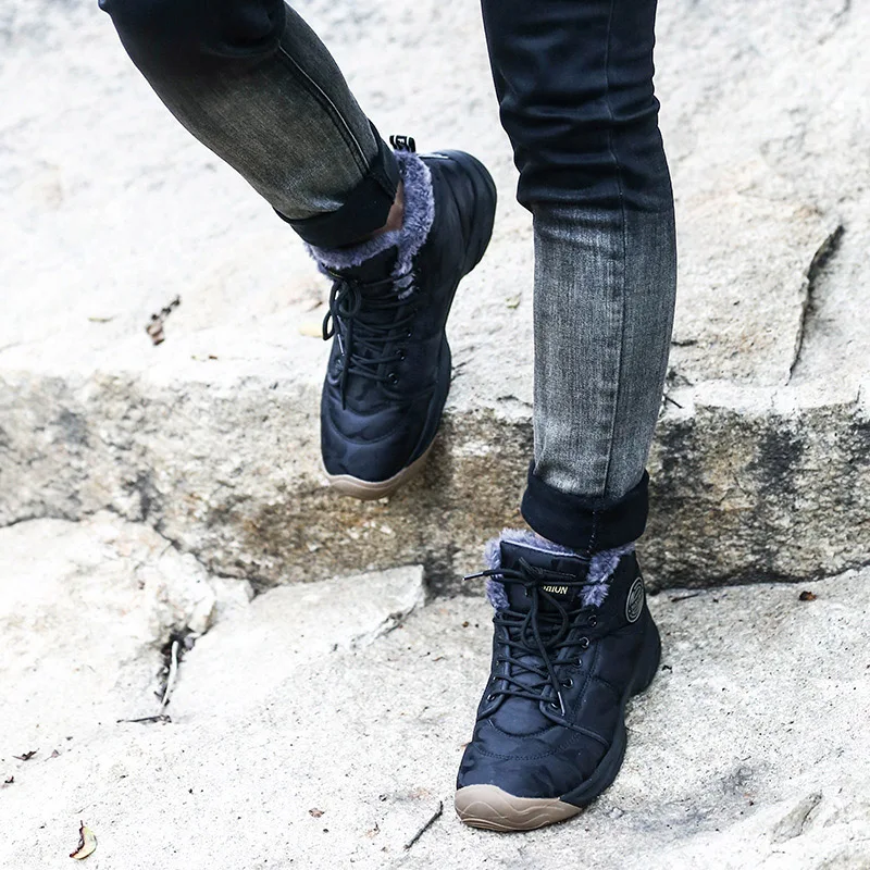 

Hot Selling Men Ankle Boots Casual Walking Winter Snow Cotton Fleece Lined Warm Shoes