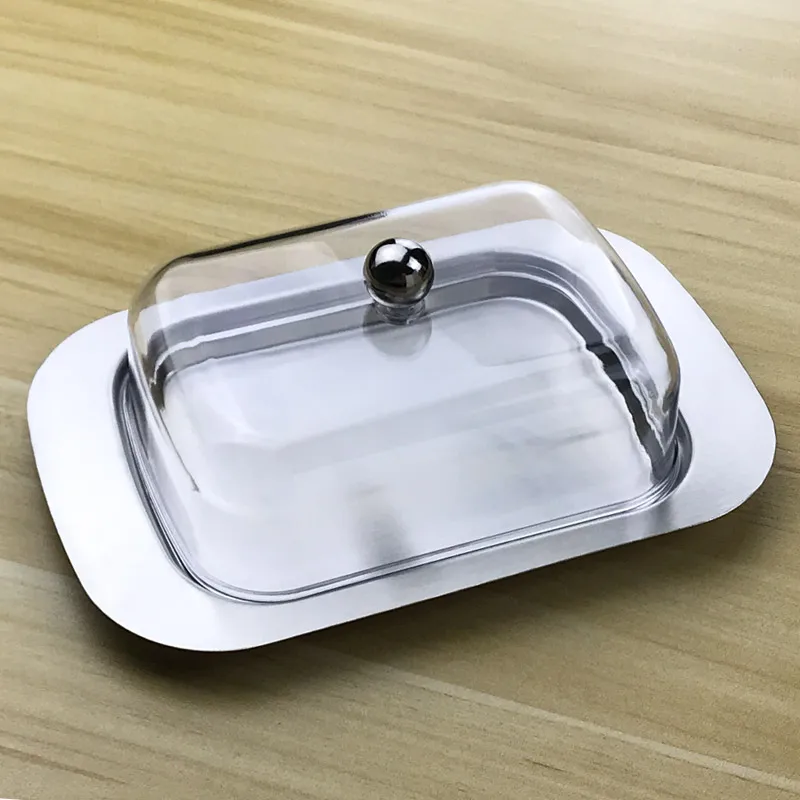 

Stainless Steel Butter Dish Box Container Cheese Server Storage Keeper Tray with Lid Kitchen Dinnerware Storage Keeper Tray