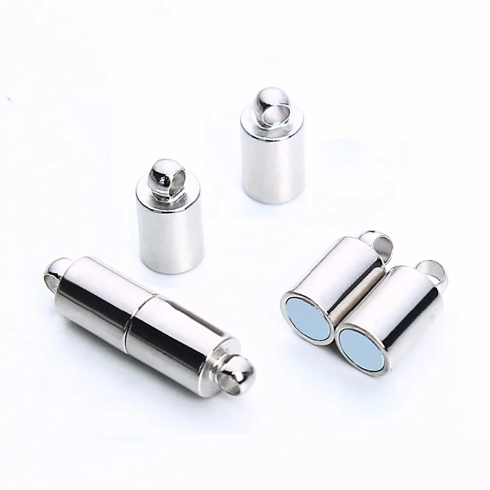 

10pcs/lot 5x19mm Strong Magnetic Clasps End Caps Connectors for Leather Cord Bracelet Jewelry Hook Making Findings