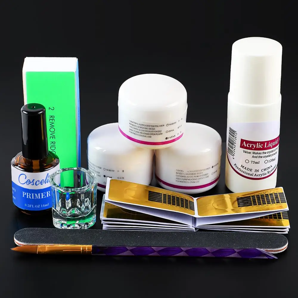 Набор акриловых ногтей COSCELIA набор маникюрных инструментов для маникюра 75/120 мл