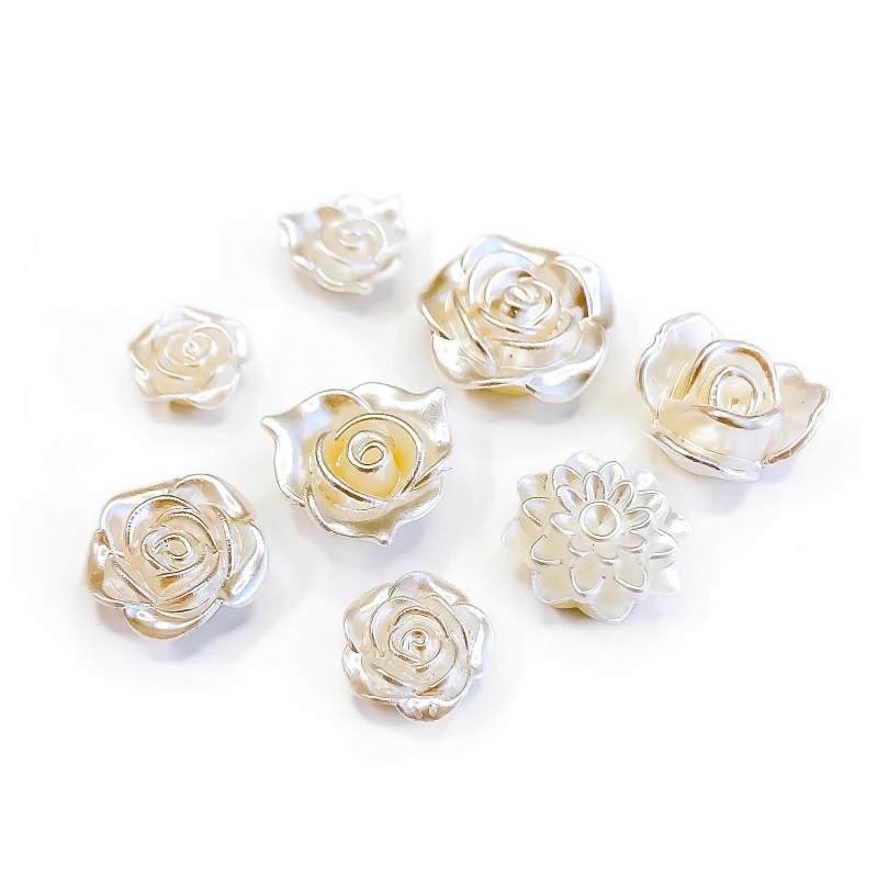 

Acrylic Resin Cream White Flower Beads Pendant Bracelet Earring Diy Accessories Supplies for Wholesale Jewelry Making 40pcs