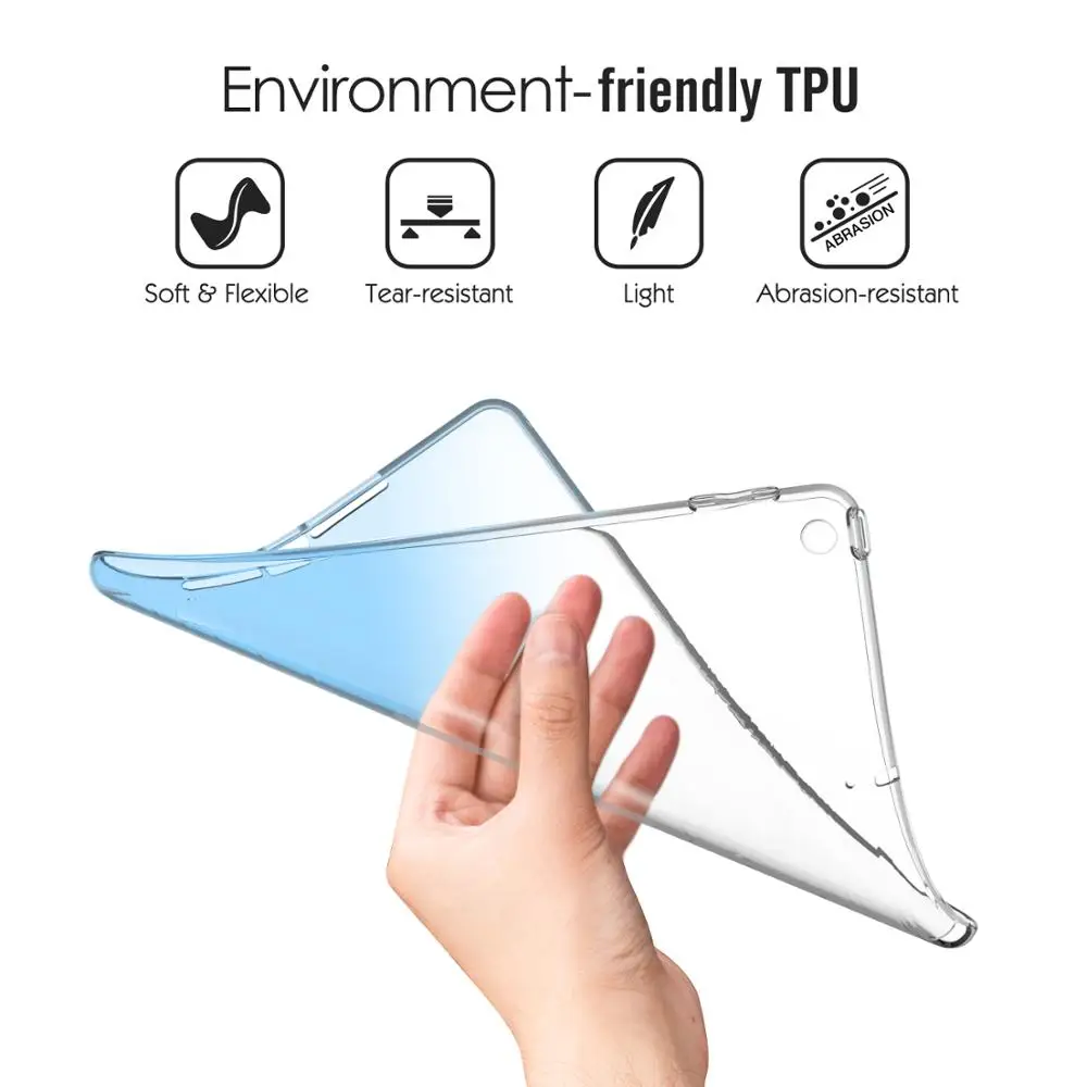 Чехол для iPad 9 7 2018/2017 Премиум Мягкая кожа гибкий бампер прозрачная ТПУ Резиновая