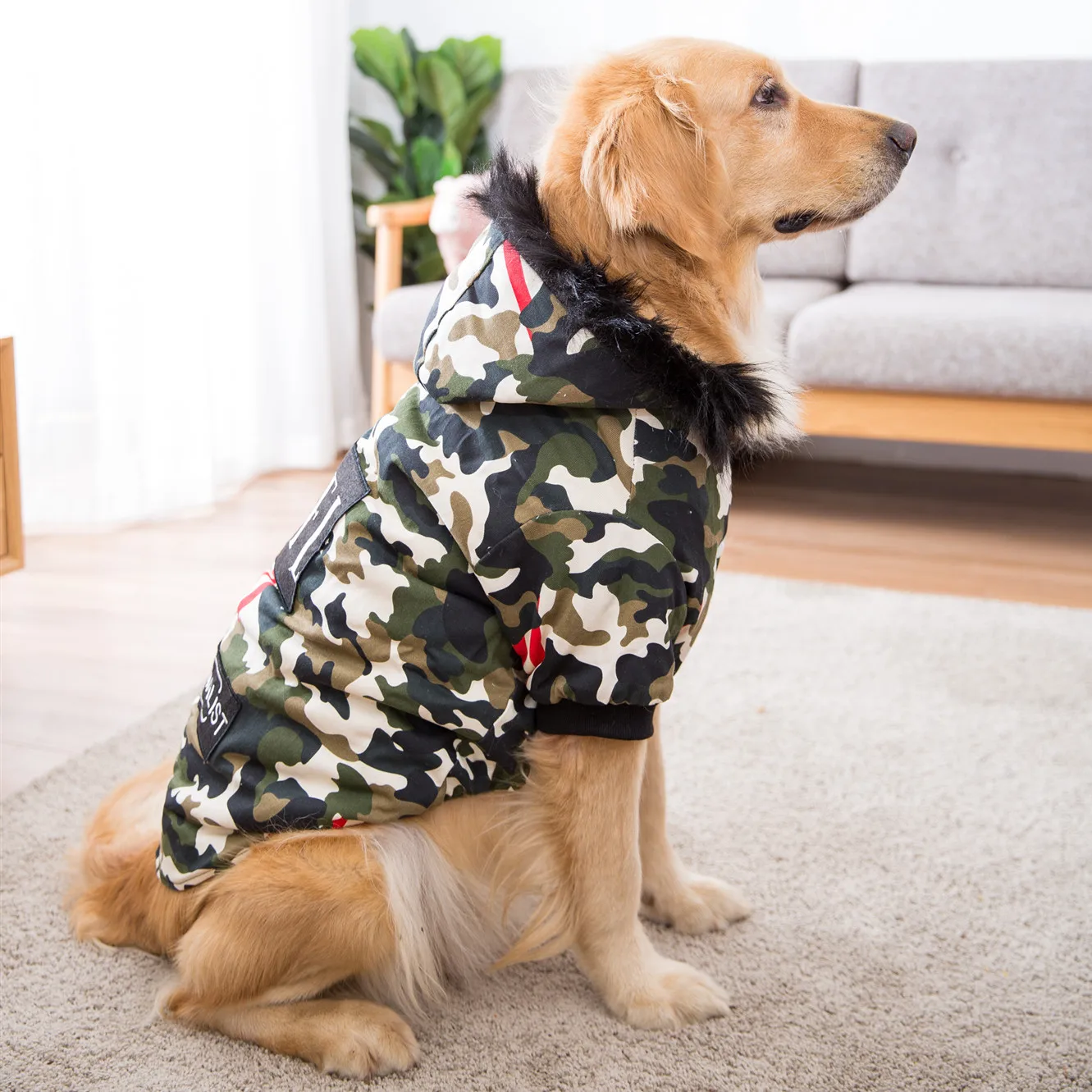 Одежда для больших собак зимняя куртка одежда пальто большая камуфляжная теплая