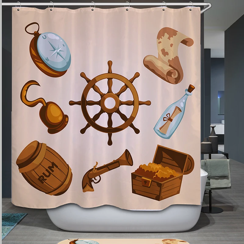 

cartoon shower curtain waterproof pirate skull bathroom curtain polyester fabric bath curtain