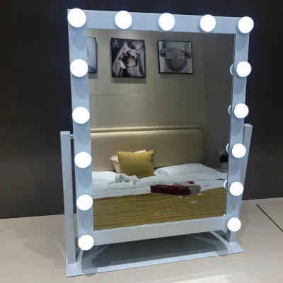 Vanity Tabletops Lighted Makeup Mirror With 9 LED Bulb Lights Touch Stage Screen Beauty Adjustable Cosmetic Tool |