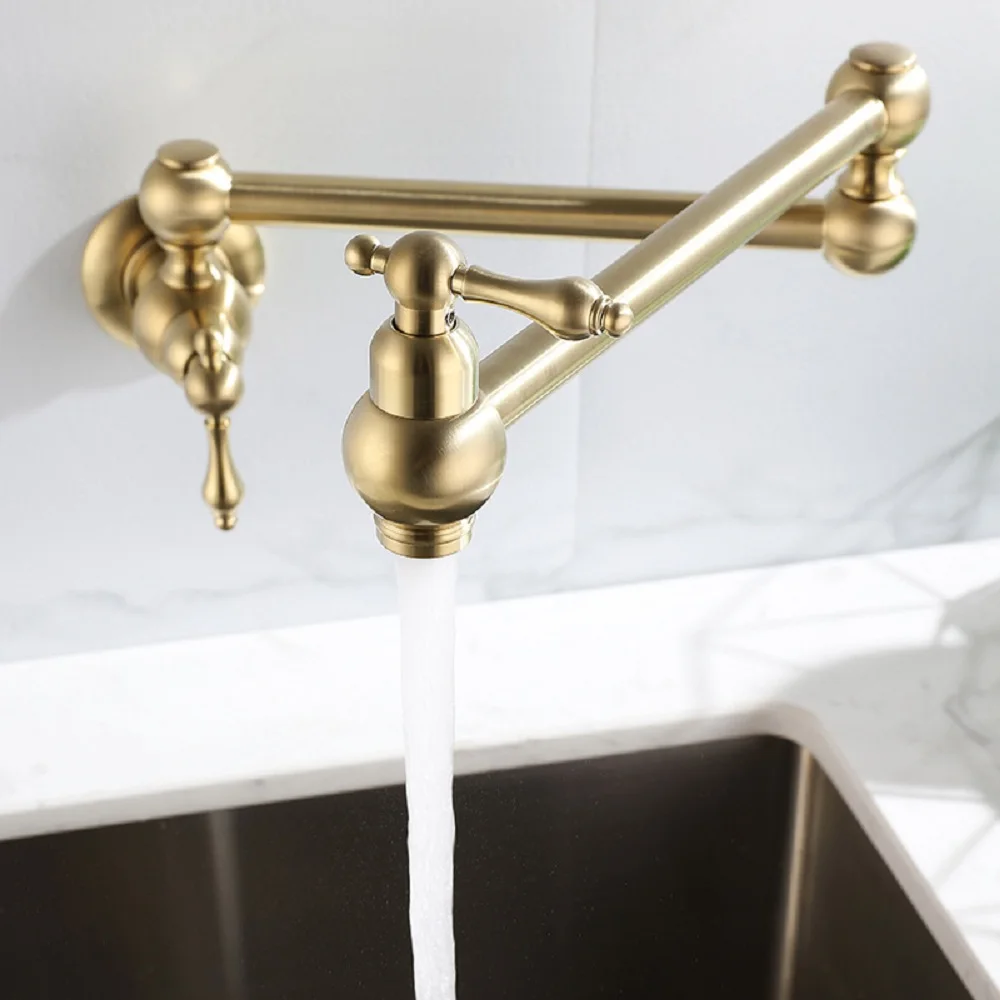 

【USA READY STOCK】Pot Filler Faucet Wall Mount,Classic,Brushed Gold,9.84x 7.87 x 2.36 inches