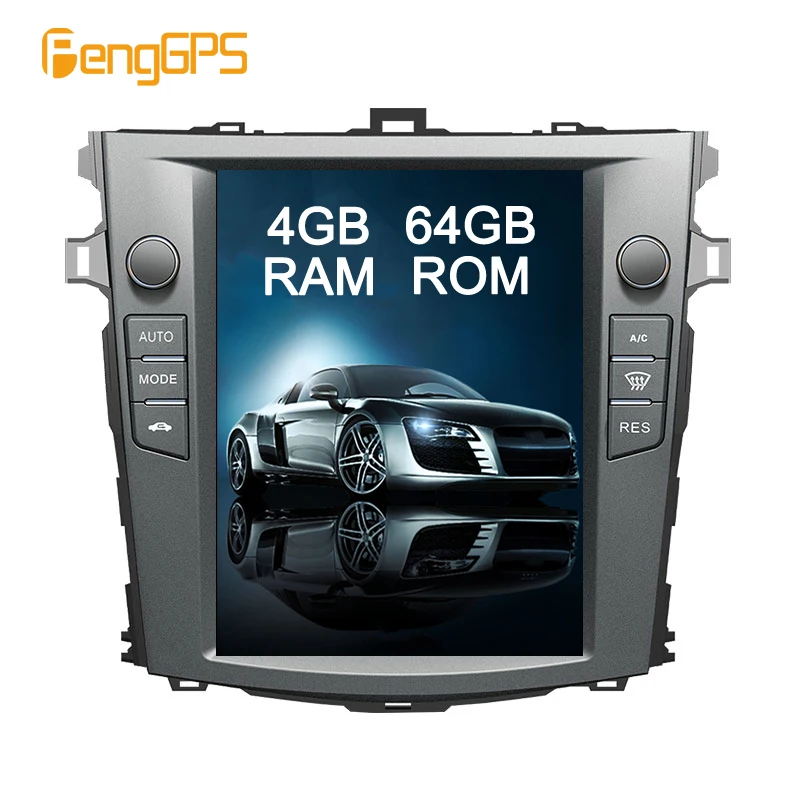 4G+ 64G Android 8,1 Тесла вертикальный экран для Toyota Corolla 2007-2012 аудио плеер в тире Carplay 1920*1080 gps навигационный блок