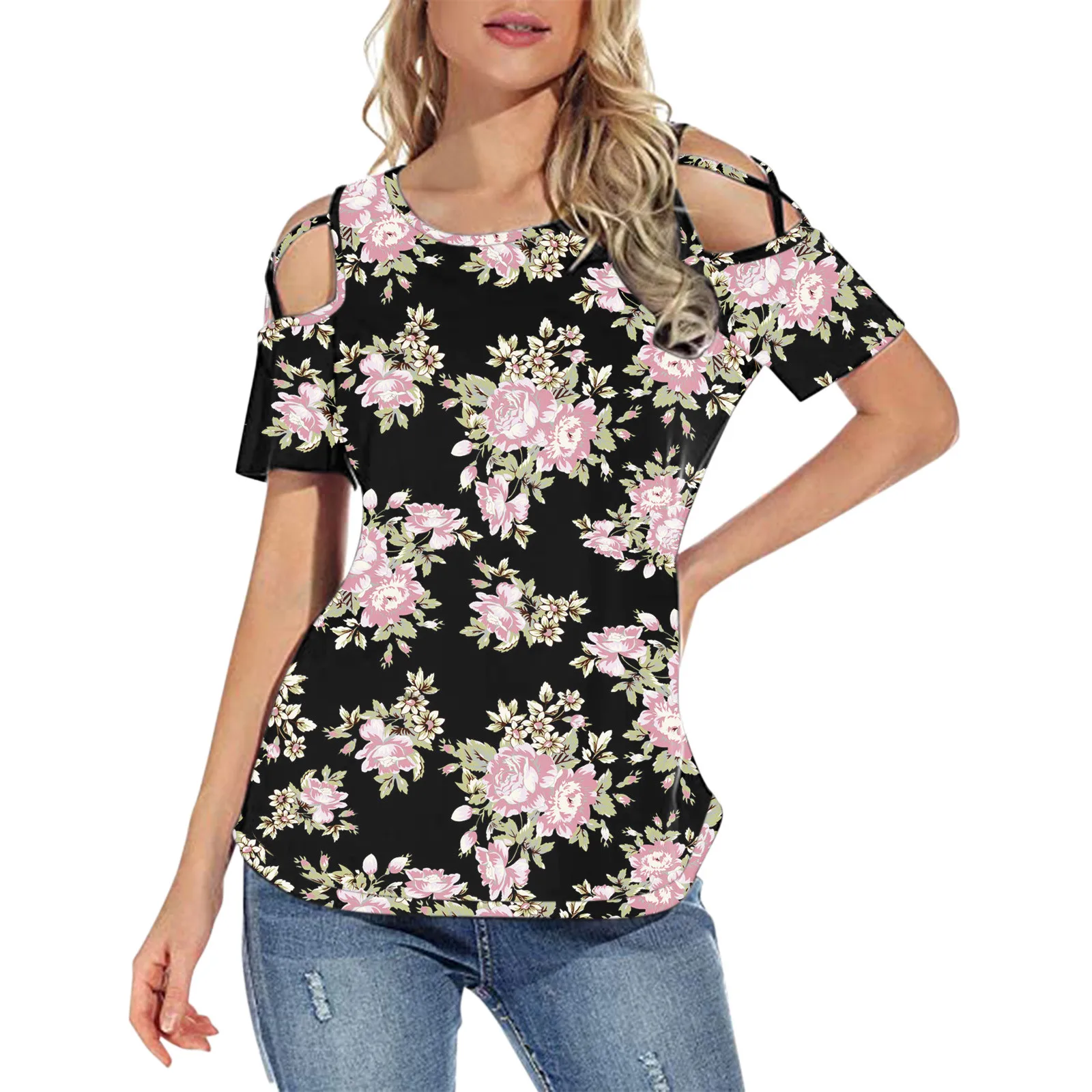 

T-shirt Short Sleeve Tops Women Tshirt Summer Casual Women T-shirt Top Sexy Off Shoulder Tee Shirt Female Clothing Woman Clothes