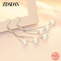 zdadan 925 sterling silver long tassel pearl dangle earrings for women fashion wedding party jewelry gift