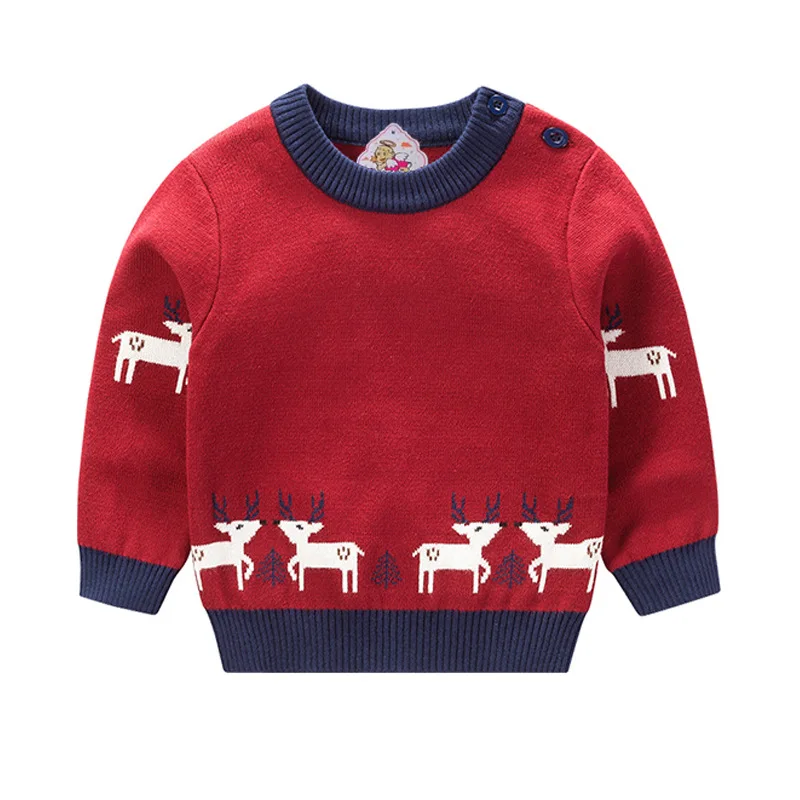 Рождественские свитера для детей Новинка 2019 года сезон осень-зима вязаный свитер