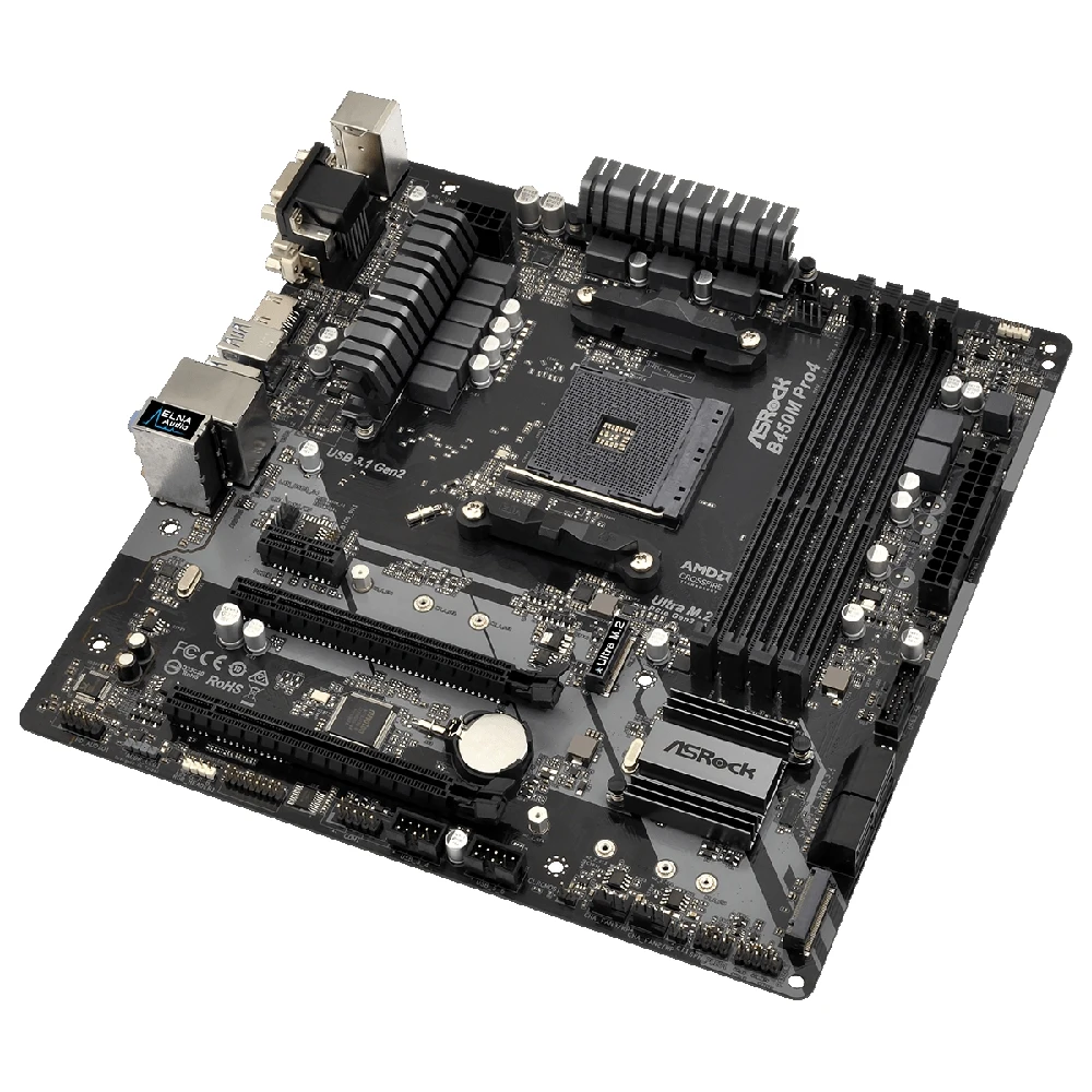 Плата материнская Asrock B450M PRO4 AM4 AMD B450 mATX BOX | Компьютеры и офис