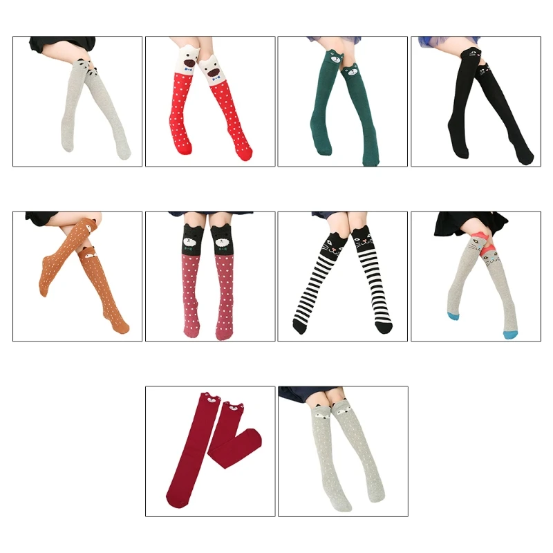 

Cotton Cartoon Children's Baby F ox Socks With Bear Knee Highs Long Cute Infanti Q9QB