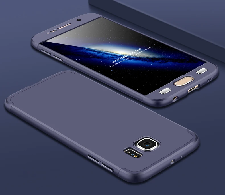 navy blue Новинка 360 полный защитный чехол для телефона samsung Galaxy S6 S7 Edge S8 S9 Plus Матовый PC противоударный чехол для samsung Note 8 9 чехол - Цвет: navy blue
