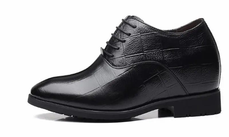 Туфли Cyabmoz мужские из натуральной кожи визуально увеличивающие рост в клетку для