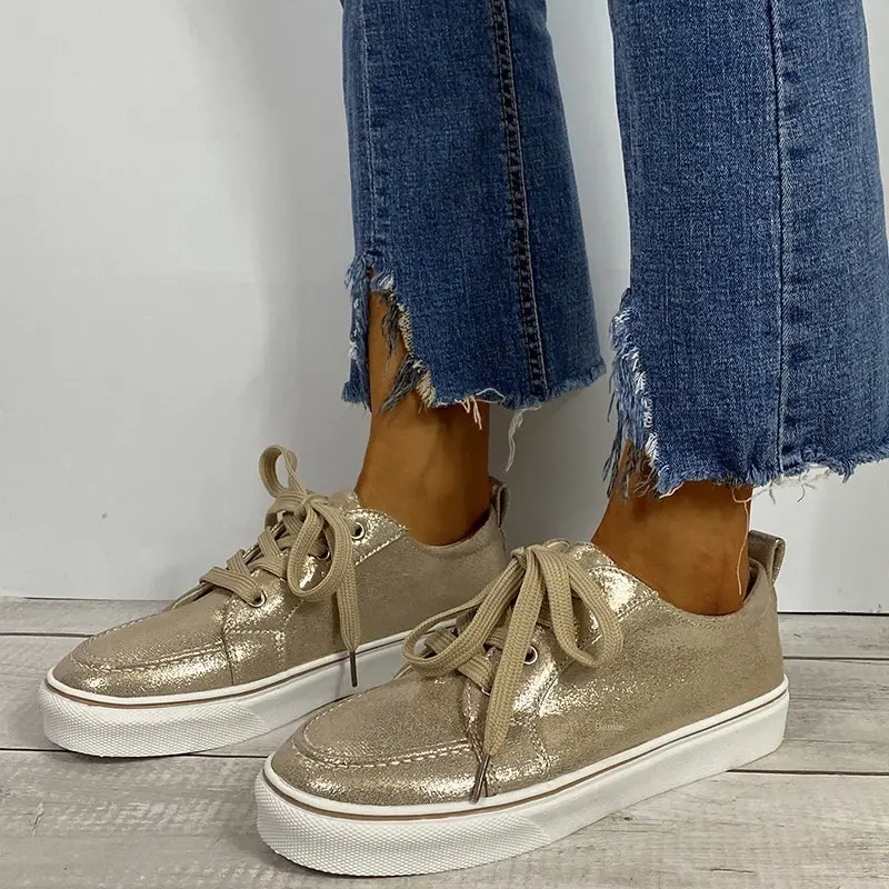 

Women's Flat Toe Round Toe Casual Shoes Pure Color Lace-up Sneakers 2021 Summer Comfortable Lightweight Outdoor Walking Shoes