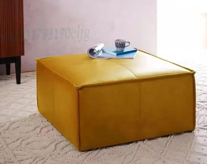 Customized American Leather Shoe Changing Stool Living Room Sofa Footrest European Retro Coffee Table Sit Padded S |