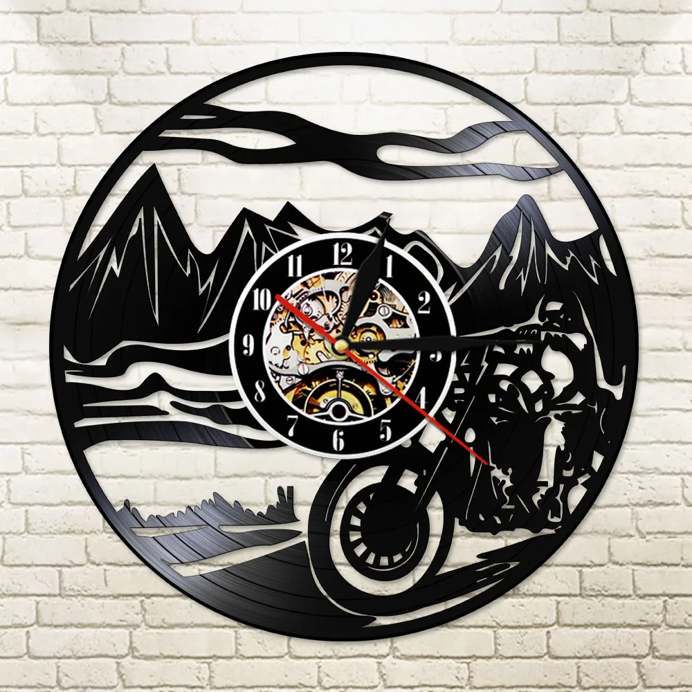 Настенные часы с виниловой пластиной для мотокросса мальчиков и комнат домашний
