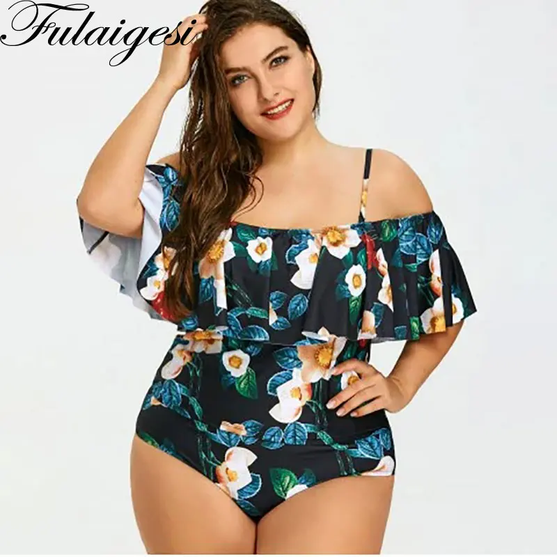 2020 размера плюс купальник Танкини набор листьев лотоса рюшами Большой размер два
