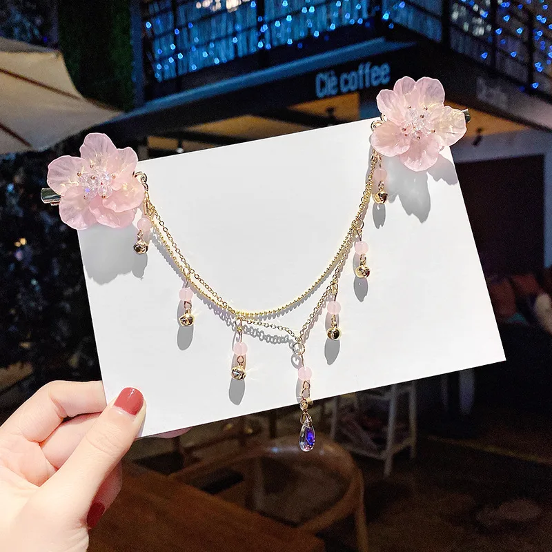 Детская заколка для волос в китайском стиле с цветами длинная цепочка девочек